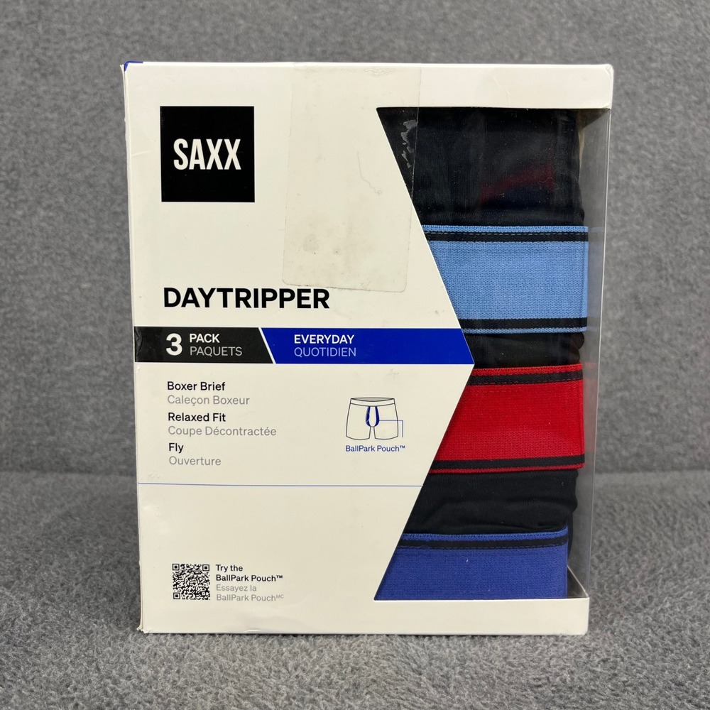 SAXX Daytripper Boxer Briefs Men XL Multicolor 3-Pack Relaxed Fit BallPark Pouch